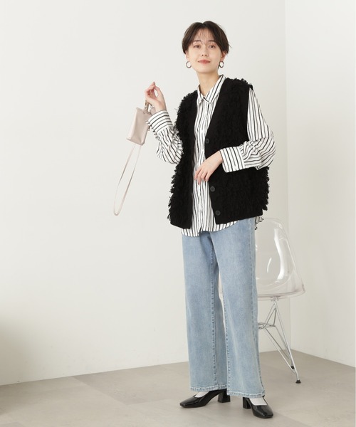 N.（N. Natural Beauty Basic）（エヌエヌナチュラルビューティーベーシック）の「◆オーバールーズシャツ（シャツ/ブラウス・レディース・ピンク/グレー/ストライプ・MEDIUM）」の22枚目の写真