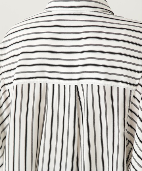 N.（N. Natural Beauty Basic）（エヌエヌナチュラルビューティーベーシック）の「◆オーバールーズシャツ（シャツ/ブラウス・レディース・ピンク/グレー/ストライプ・MEDIUM）」の4枚目の写真