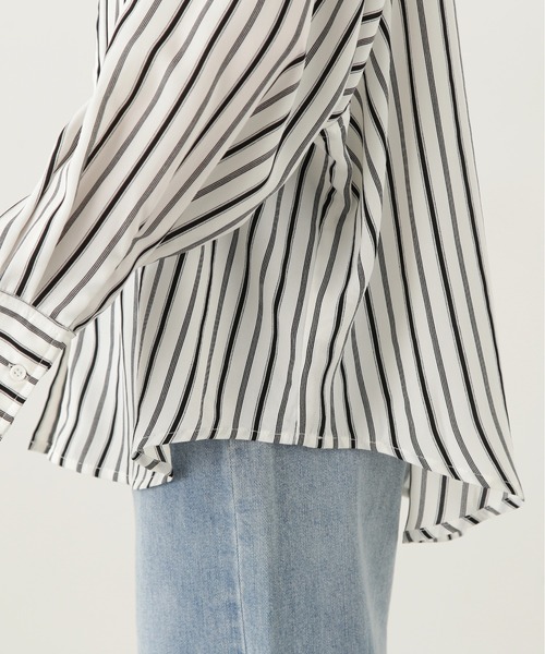 N.（N. Natural Beauty Basic）（エヌエヌナチュラルビューティーベーシック）の「◆オーバールーズシャツ（シャツ/ブラウス・レディース・ピンク/グレー/ストライプ・MEDIUM）」の5枚目の写真