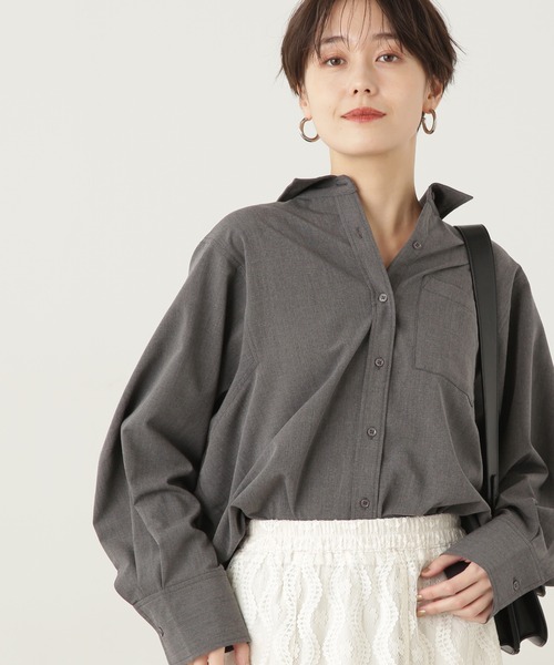 N.（N. Natural Beauty Basic）（エヌエヌナチュラルビューティーベーシック）の「◆オーバールーズシャツ（シャツ/ブラウス・レディース・ピンク/グレー/ストライプ・MEDIUM）」の6枚目の写真