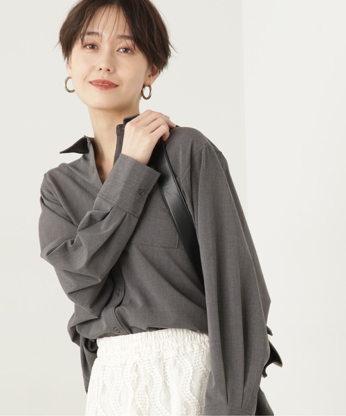 N.（N. Natural Beauty Basic）（エヌエヌナチュラルビューティーベーシック）の「◆オーバールーズシャツ（シャツ/ブラウス・レディース・ピンク/グレー/ストライプ・MEDIUM）」の7枚目の写真