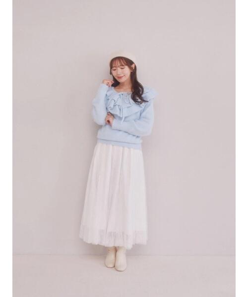 Areeam（アリーム）の「レースアップフリルニットプルオーバー（ニット/セーター・レディース・ベージュ/ライトブルー・FREE）」の15枚目の写真