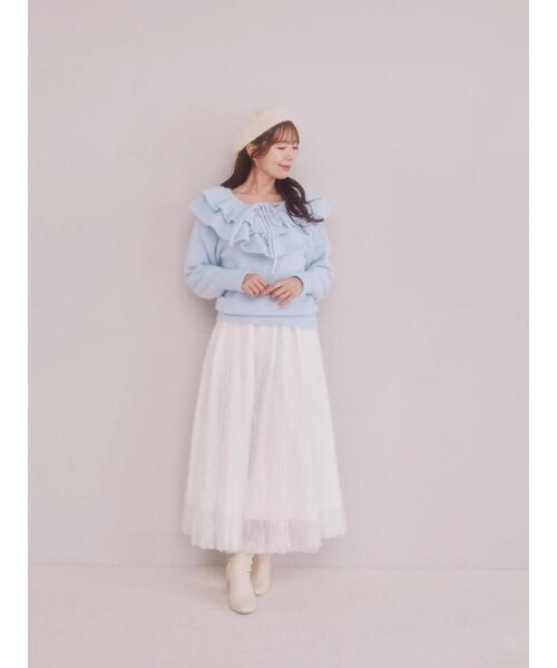 Areeam（アリーム）の「レースアップフリルニットプルオーバー（ニット/セーター・レディース・ベージュ/ライトブルー・FREE）」の16枚目の写真