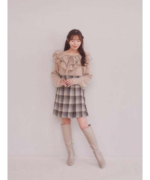 Areeam（アリーム）の「レースアップフリルニットプルオーバー（ニット/セーター・レディース・ベージュ/ライトブルー・FREE）」の3枚目の写真