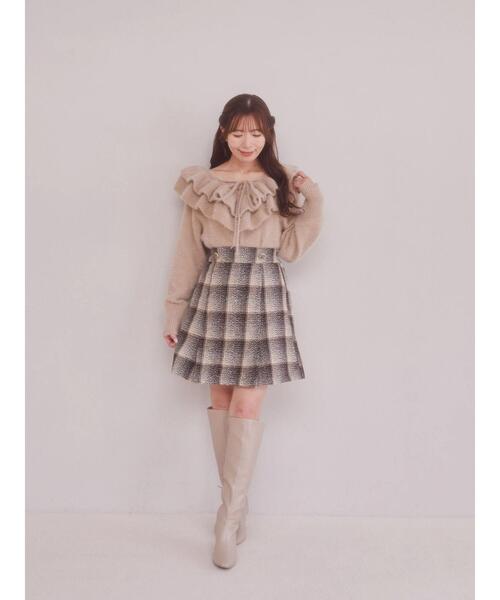 Areeam（アリーム）の「レースアップフリルニットプルオーバー（ニット/セーター・レディース・ベージュ/ライトブルー・FREE）」の4枚目の写真