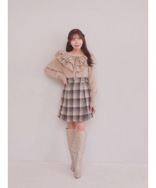 Areeam（アリーム）の「レースアップフリルニットプルオーバー（ニット/セーター・レディース・ベージュ/ライトブルー・FREE）」の5枚目の写真