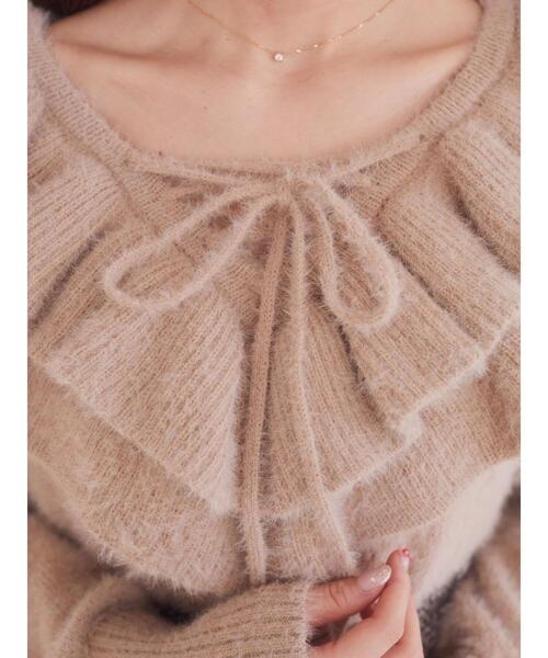Areeam（アリーム）の「レースアップフリルニットプルオーバー（ニット/セーター・レディース・ベージュ/ライトブルー・FREE）」の9枚目の写真