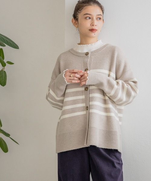 studio CLIP（スタディオクリップ）の「7ゲージ アソートダブルフロントカーディガン（カーディガン/ボレロ・レディース・マスタード/その他1/ライトブルー/アイボリー/その他2/カーキ/ラベンダー/レッド・FREE）」の7枚目の写真