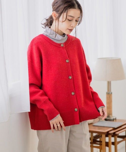 studio CLIP（スタディオクリップ）の「7ゲージ アソートダブルフロントカーディガン（カーディガン/ボレロ・レディース・マスタード/その他1/ライトブルー/アイボリー/その他2/カーキ/ラベンダー/レッド・FREE）」の15枚目の写真