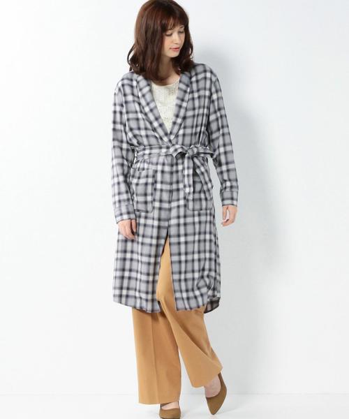 Another Edition(アナザーエディション)の「■オンブレーチェックガウン/AEBC C/R OMBRE CHK GOWN◆(カーディガン/ボレロ・レディース・グレー/ブラウン/ワイン・フリ-)」の18枚目の写真