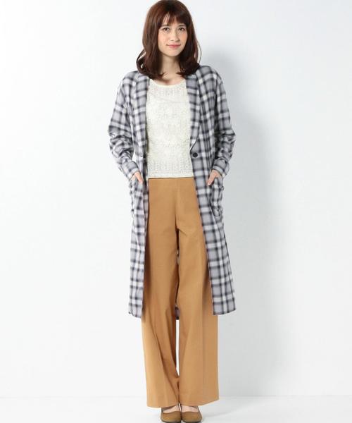 Another Edition(アナザーエディション)の「■オンブレーチェックガウン/AEBC C/R OMBRE CHK GOWN◆(カーディガン/ボレロ・レディース・グレー/ブラウン/ワイン・フリ-)」の20枚目の写真