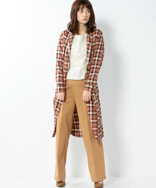 Another Edition(アナザーエディション)の「■オンブレーチェックガウン/AEBC C/R OMBRE CHK GOWN◆(カーディガン/ボレロ・レディース・グレー/ブラウン/ワイン・フリ-)」の6枚目の写真