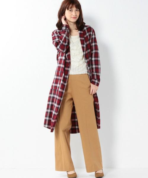 Another Edition(アナザーエディション)の「■オンブレーチェックガウン/AEBC C/R OMBRE CHK GOWN◆(カーディガン/ボレロ・レディース・グレー/ブラウン/ワイン・フリ-)」の10枚目の写真