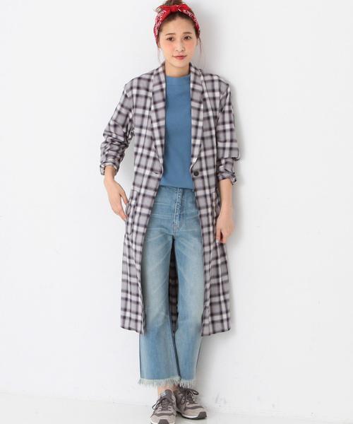 Another Edition(アナザーエディション)の「■オンブレーチェックガウン/AEBC C/R OMBRE CHK GOWN◆(カーディガン/ボレロ・レディース・グレー/ブラウン/ワイン・フリ-)」の11枚目の写真