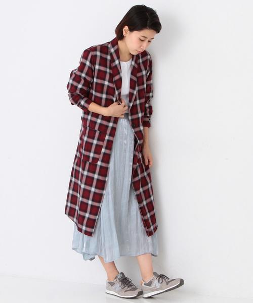 Another Edition(アナザーエディション)の「■オンブレーチェックガウン/AEBC C/R OMBRE CHK GOWN◆(カーディガン/ボレロ・レディース・グレー/ブラウン/ワイン・フリ-)」の5枚目の写真