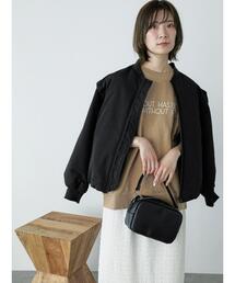 Samansa Mos2 blue | 袖2WAYフライトジャケット(ブルゾン)