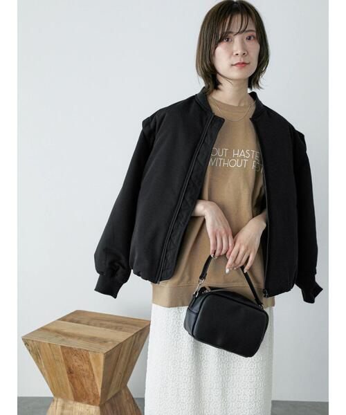 Samansa Mos2 blue(サマンサモスモスブルー)の「袖2WAYフライトジャケット(ブルゾン・レディース・カーキ/ブラック/キナリ・F)」の2枚目の写真