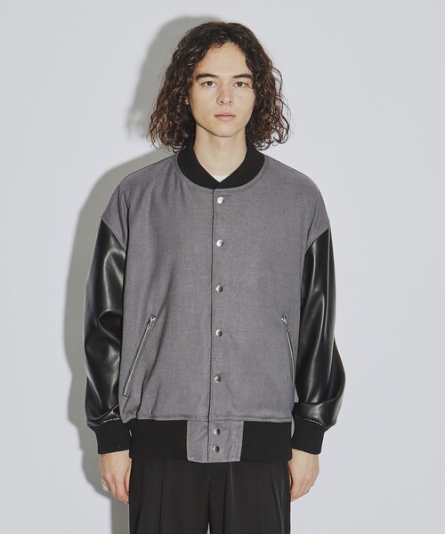 tk.TAKEO KIKUCHI（ティーケータケオキクチ）の「◆TRツイルスタジャン（スタジャン・メンズ・グレー/ブルー系その他/ブラック・04/03/02）」の4枚目の写真