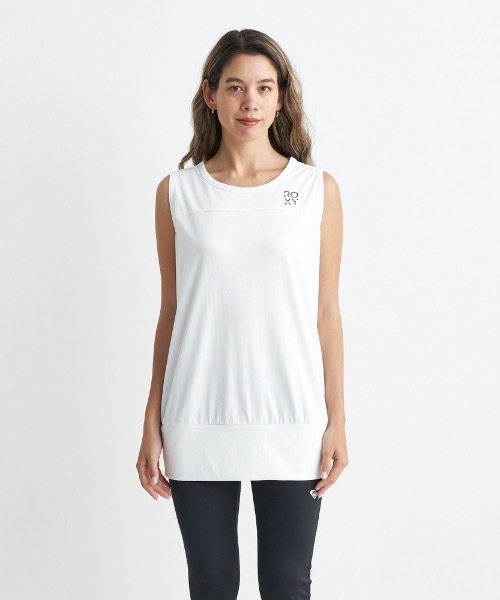 ROXY(ロキシー)の「SPIRITED SLEEVELESS/ロキシー速乾UVカット付きワンポイントロゴスリーブレスカットソー(タンクトップ・レディース・ミント/ホワイト/ブラック・LARGE/MEDIUM/SMALL)」の4枚目の写真