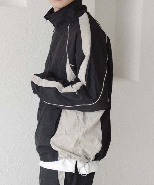 セール】配色パイピングナイロンジャケット（ナイロンジャケット