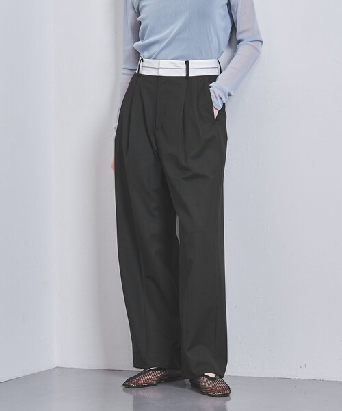 UNITED ARROWS(ユナイテッドアローズ)の「マーベルト ワイドパンツ(その他パンツ・レディース・グレー/ブラック・34/36/38)」の2枚目の写真