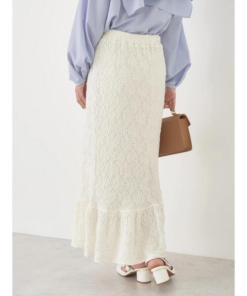 earth music&ecology（アースミュージックアンドエコロジー）の「ポコポコレースマーメイドスカート（スカート・レディース・ホワイト/ブラック/イエロー・FREE）」の5枚目の写真