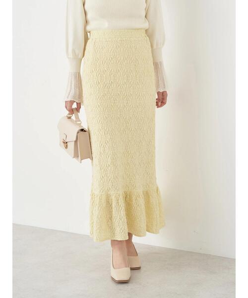 earth music&ecology（アースミュージックアンドエコロジー）の「ポコポコレースマーメイドスカート（スカート・レディース・ホワイト/ブラック/イエロー・FREE）」の9枚目の写真