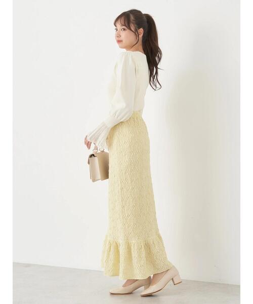 earth music&ecology（アースミュージックアンドエコロジー）の「ポコポコレースマーメイドスカート（スカート・レディース・ホワイト/ブラック/イエロー・FREE）」の11枚目の写真