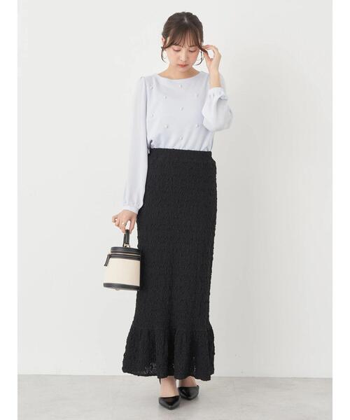 earth music&ecology（アースミュージックアンドエコロジー）の「ポコポコレースマーメイドスカート（スカート・レディース・ホワイト/ブラック/イエロー・FREE）」の14枚目の写真