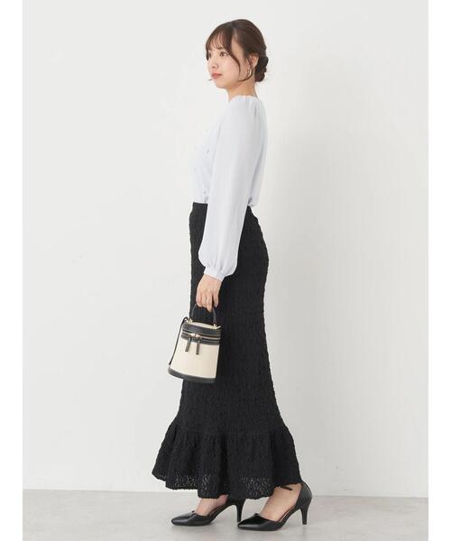 earth music&ecology（アースミュージックアンドエコロジー）の「ポコポコレースマーメイドスカート（スカート・レディース・ホワイト/ブラック/イエロー・FREE）」の15枚目の写真