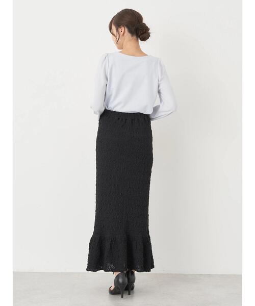 earth music&ecology（アースミュージックアンドエコロジー）の「ポコポコレースマーメイドスカート（スカート・レディース・ホワイト/ブラック/イエロー・FREE）」の16枚目の写真