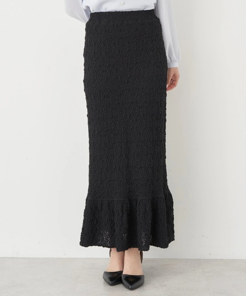 earth music&ecology（アースミュージックアンドエコロジー）の「ポコポコレースマーメイドスカート（スカート・レディース・ホワイト/ブラック/イエロー・FREE）」の2枚目の写真