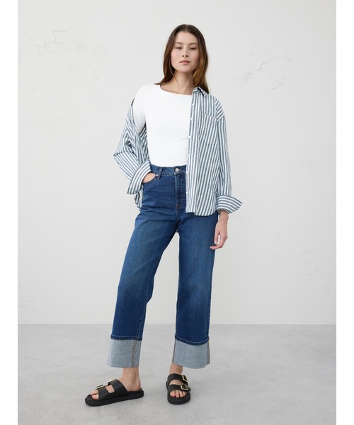 BANANA REPUBLIC FACTORY STORE（バナナリパブリック ファクトリーストア）の「BANANA REPUBLIC FACTORY STORE　　ソフトストレッチ エルボースリーブトップス（Tシャツ/カットソー・レディース・ホワイト/ブラック・S/M/L/XS）」の7枚目の写真