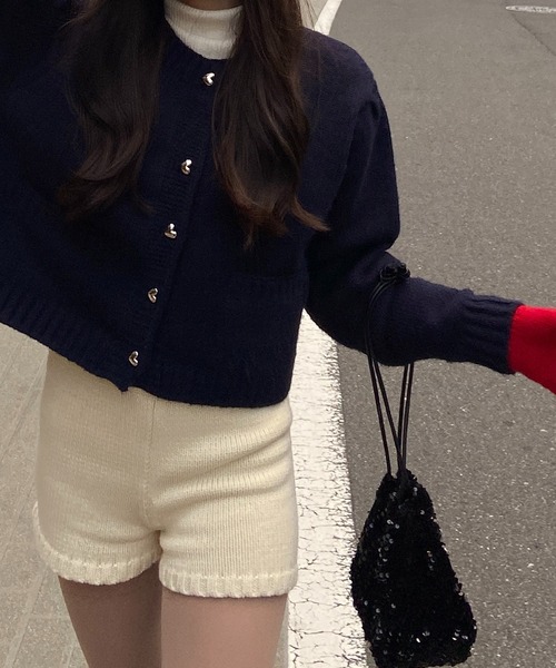 RiLi（リリ）の「脚長ニットショートパンツ【RL】（その他パンツ・レディース・アイボリー/ブラック・FREE）」の2枚目の写真