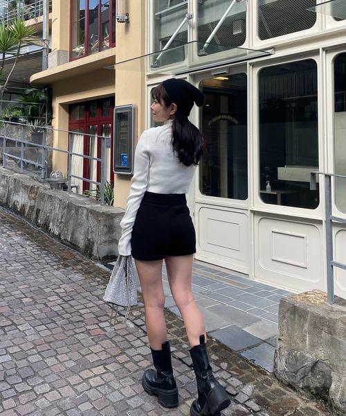 RiLi（リリ）の「脚長ニットショートパンツ【RL】（その他パンツ・レディース・アイボリー/ブラック・FREE）」の10枚目の写真