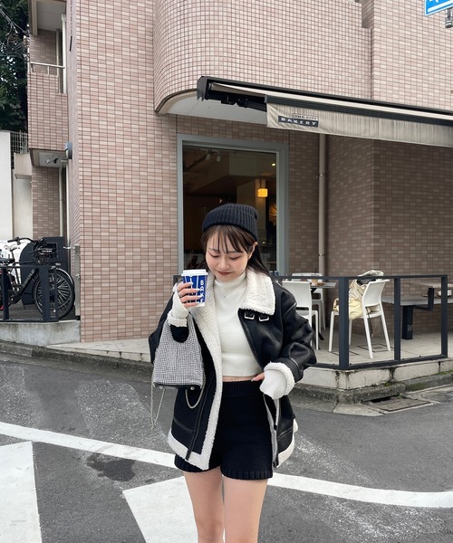 RiLi（リリ）の「脚長ニットショートパンツ【RL】（その他パンツ・レディース・アイボリー/ブラック・FREE）」の14枚目の写真