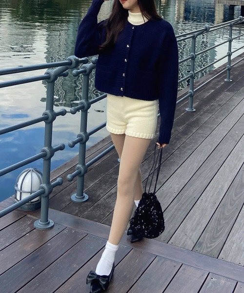 RiLi（リリ）の「脚長ニットショートパンツ【RL】（その他パンツ・レディース・アイボリー/ブラック・FREE）」の5枚目の写真