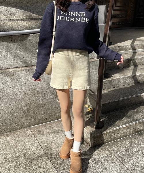 RiLi（リリ）の「脚長ニットショートパンツ【RL】（その他パンツ・レディース・アイボリー/ブラック・FREE）」の17枚目の写真