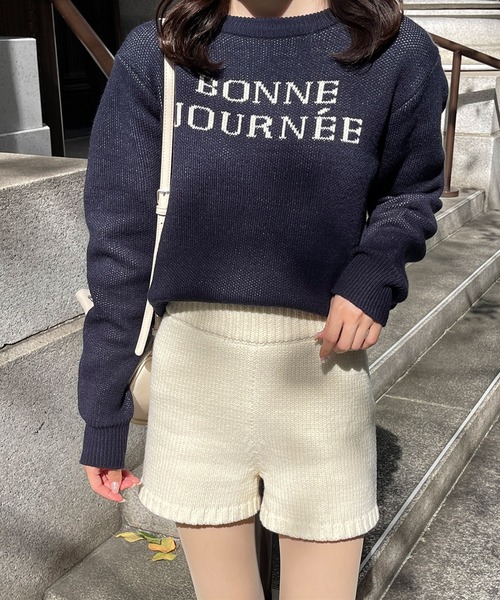 RiLi（リリ）の「脚長ニットショートパンツ【RL】（その他パンツ・レディース・アイボリー/ブラック・FREE）」の6枚目の写真