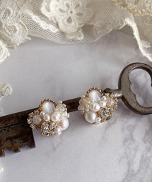 【mallelabrocante/マルラブロカント】天然石とアンティークビーズの痛みにくいbijouイヤリング/誕生石