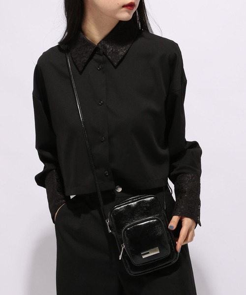 HARE(ハレ)の「メタリックフェイクレザーミニバッグ(HARE)(ショルダーバッグ・レディース・ブラック/シルバー・FREE)」の22枚目の写真