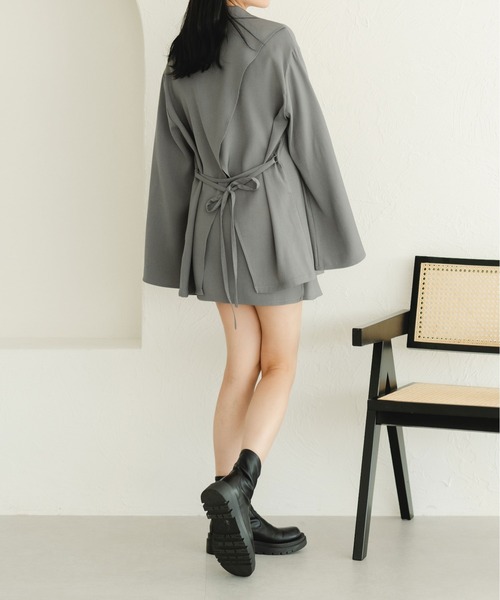 fupel（フぺル）の「マルチウェイスリーブスリットリボンジャケット(セットアップ可能)（テーラードジャケット・レディース・アイボリー/グレー・FREE）」の18枚目の写真