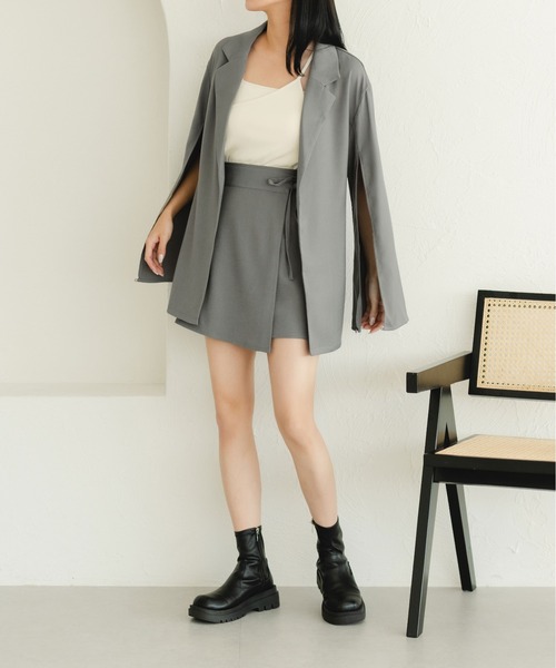 fupel（フぺル）の「マルチウェイスリーブスリットリボンジャケット(セットアップ可能)（テーラードジャケット・レディース・アイボリー/グレー・FREE）」の16枚目の写真