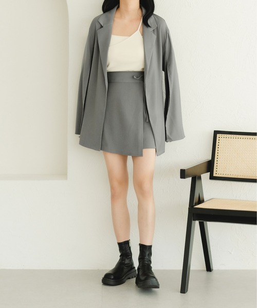 fupel（フぺル）の「マルチウェイスリーブスリットリボンジャケット(セットアップ可能)（テーラードジャケット・レディース・アイボリー/グレー・FREE）」の17枚目の写真