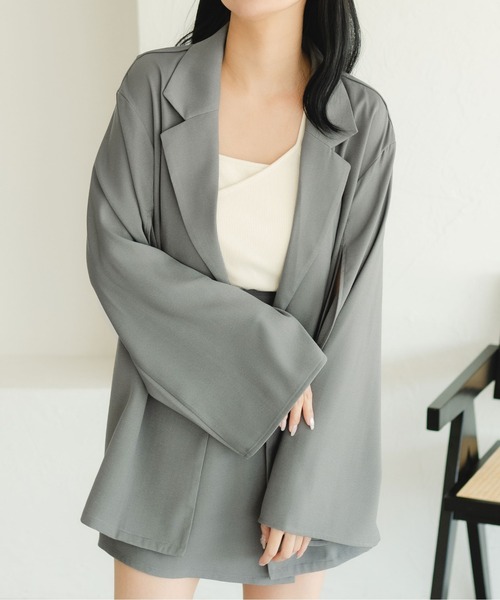 fupel（フぺル）の「マルチウェイスリーブスリットリボンジャケット(セットアップ可能)（テーラードジャケット・レディース・アイボリー/グレー・FREE）」の13枚目の写真