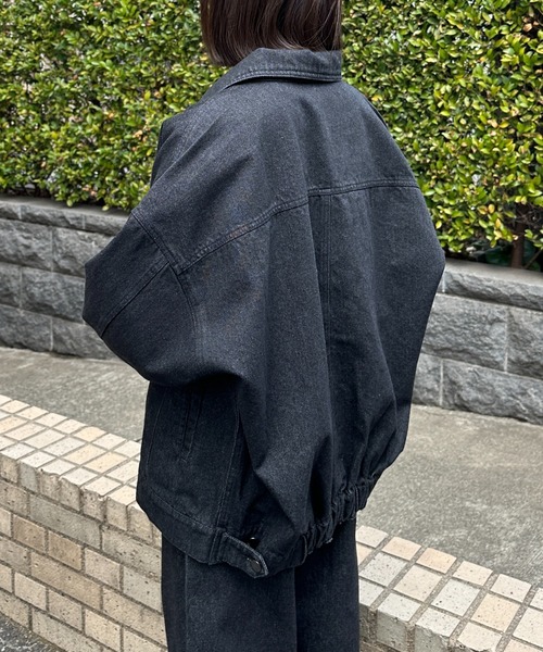 flaner（フラネ）の「Loose denim jacket / ルーズデニムジャケット（デニムジャケット・レディース・ブラック・LARGE/MEDIUM）」の6枚目の写真