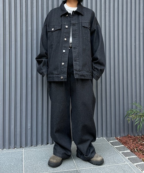 flaner（フラネ）の「Loose denim jacket / ルーズデニムジャケット（デニムジャケット・レディース・ブラック・LARGE/MEDIUM）」の17枚目の写真
