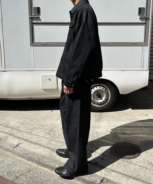 flaner（フラネ）の「Loose denim jacket / ルーズデニムジャケット（デニムジャケット・レディース・ブラック・LARGE/MEDIUM）」の21枚目の写真