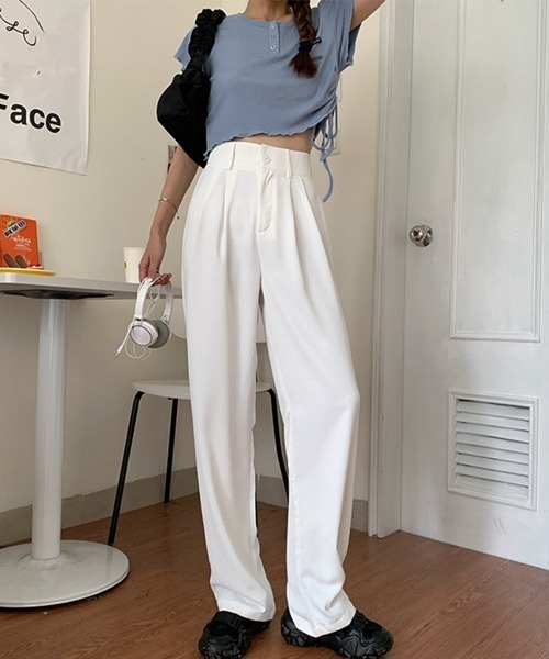 Miniministore(ミニミニストア)の「セミワイドパンツ レディース スラックス(スラックス・レディース・ブラック/フューシャピンク/グリーン/ホワイト・L/S/M)」の2枚目の写真