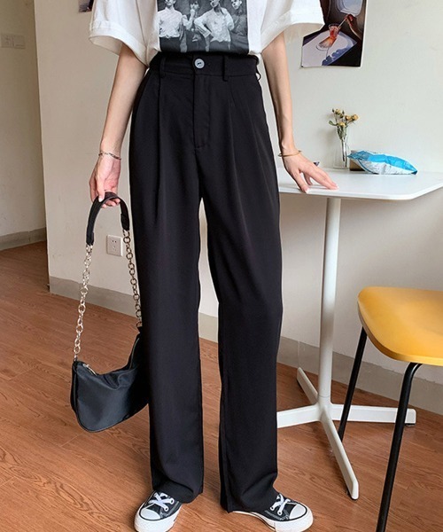 Miniministore(ミニミニストア)の「セミワイドパンツ レディース スラックス(スラックス・レディース・ブラック/フューシャピンク/グリーン/ホワイト・L/S/M)」の5枚目の写真